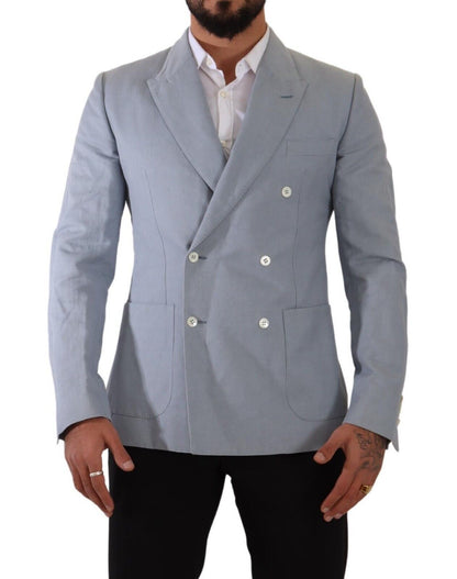 Dolce & Gabbana Men's Blue Cotton Linen Slim Fit Jacket Coat Blazer