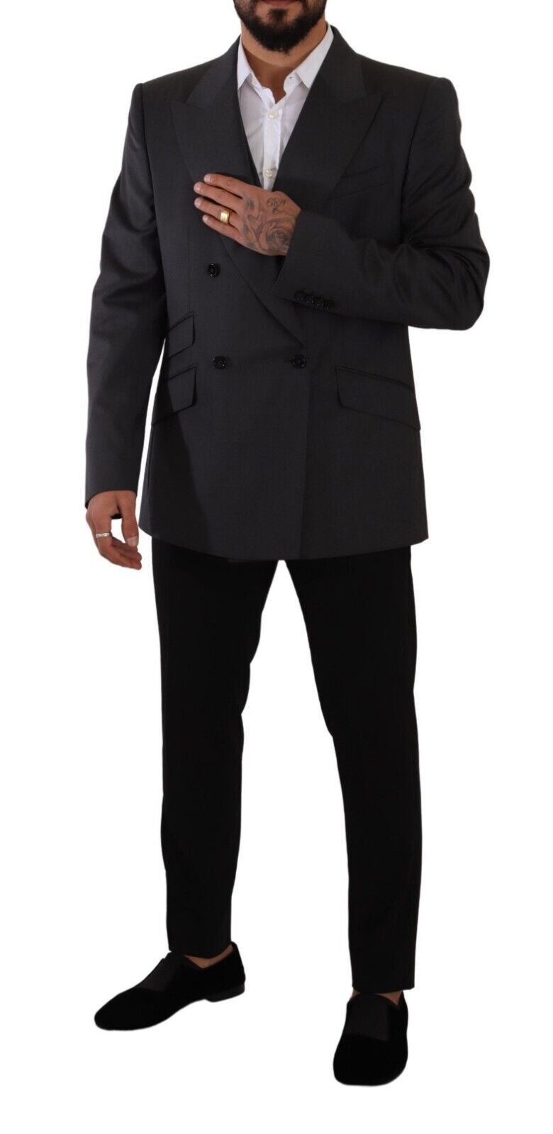 Dolce & Gabbana Grey Double Breasted 2 Piece SICILIA Blazer