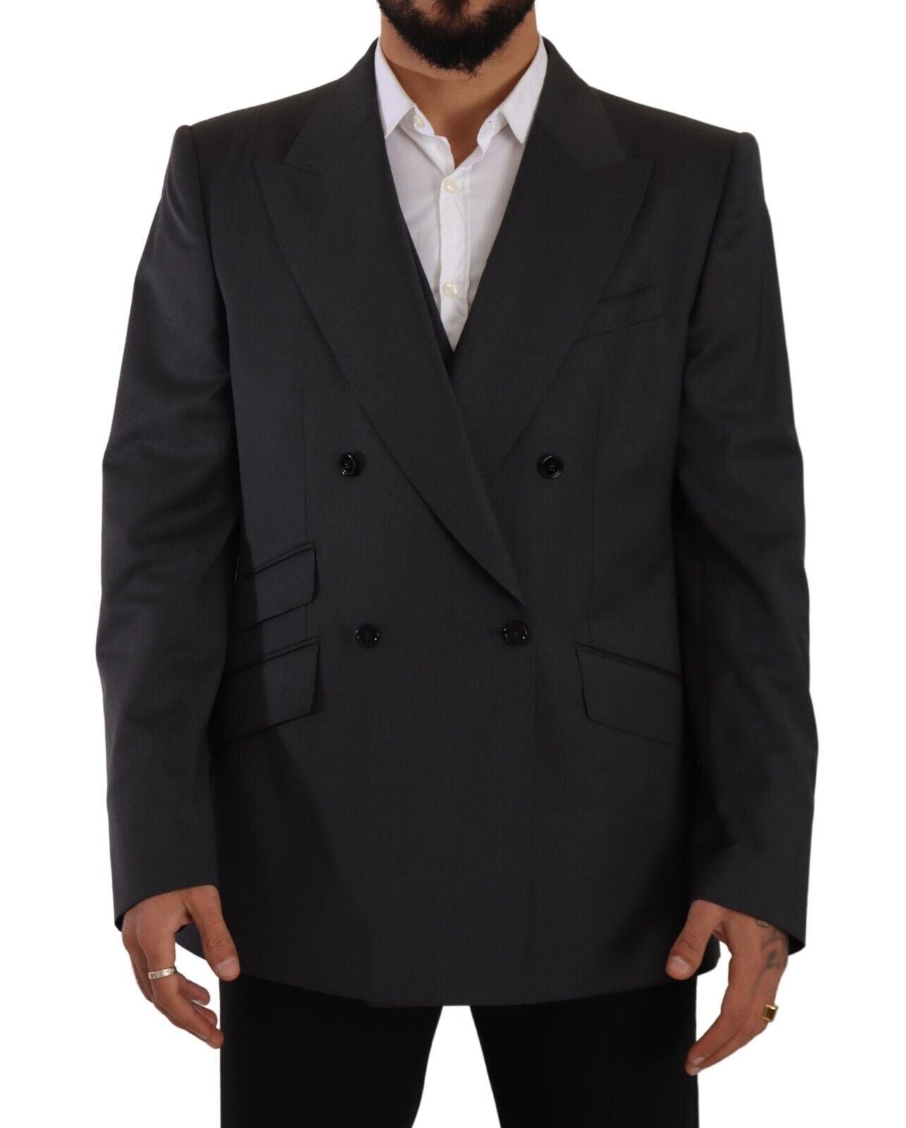 Dolce & Gabbana Grey Double Breasted 2 Piece SICILIA Blazer