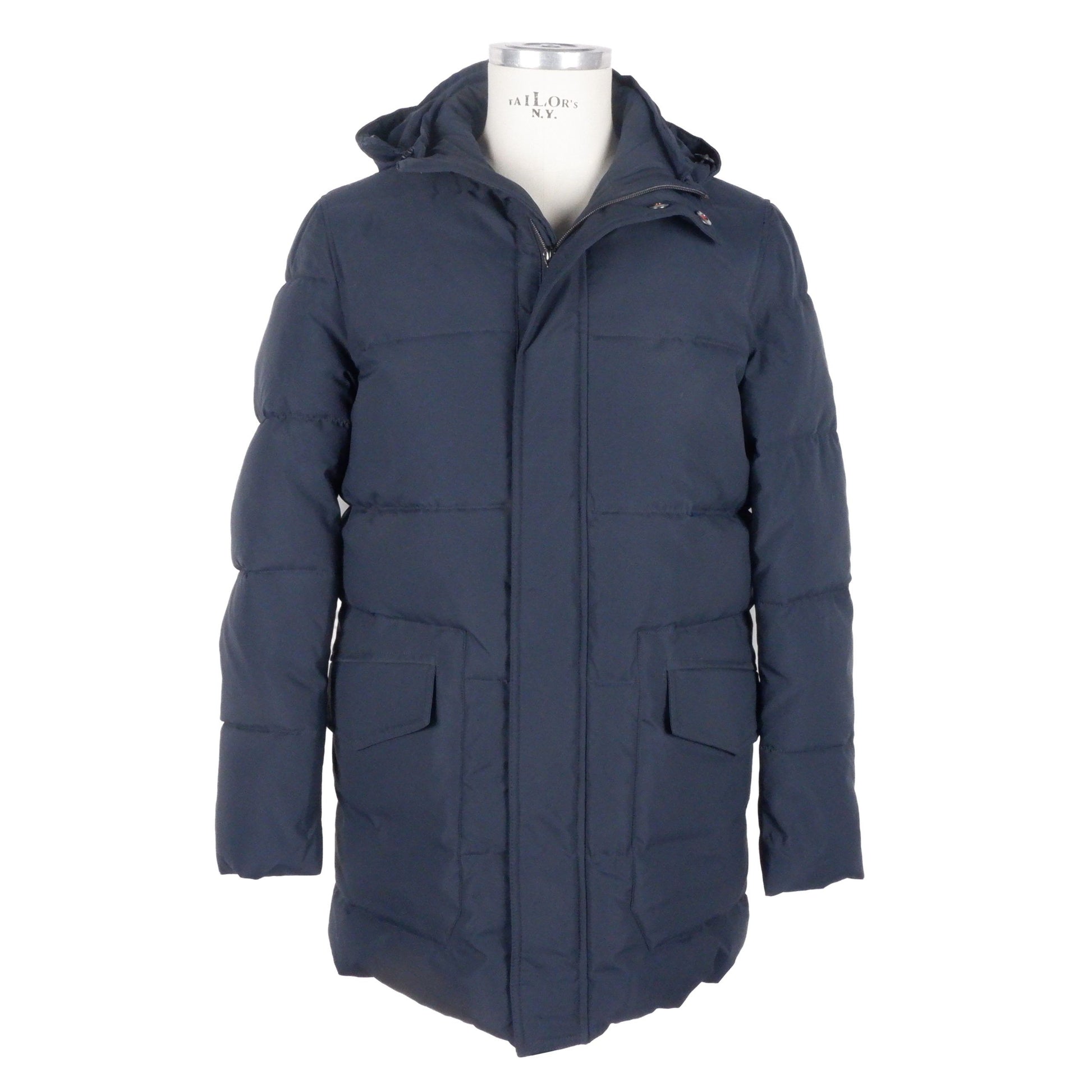 Hooded Jacket by Emilio Romanelli for men in polyester blue showcases a contemporary silhouette, detailed with a contemporary hooded neckline and premium lightweight & hooded for a sophisticated finish.