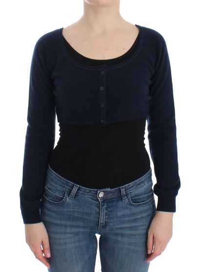 Ermanno Scervino Lady's Blue Cashmere Cardigan Sweater
