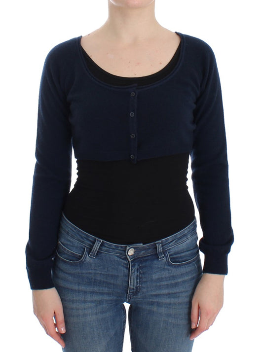 Ermanno Scervino Lady's Blue Cashmere Cardigan Sweater
