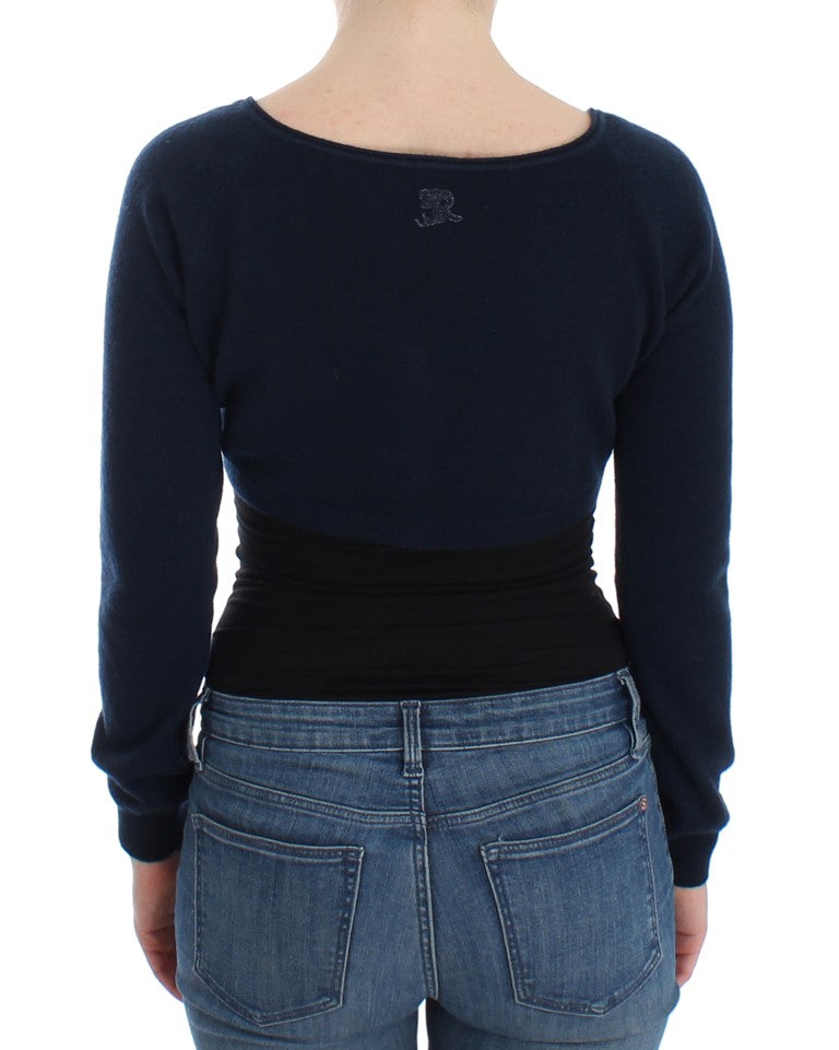 Ermanno Scervino Lady's Blue Cashmere Cardigan Sweater