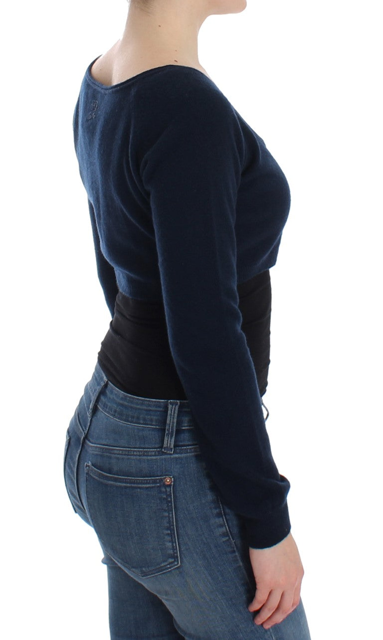 Ermanno Scervino Lady's Blue Cashmere Cardigan Sweater