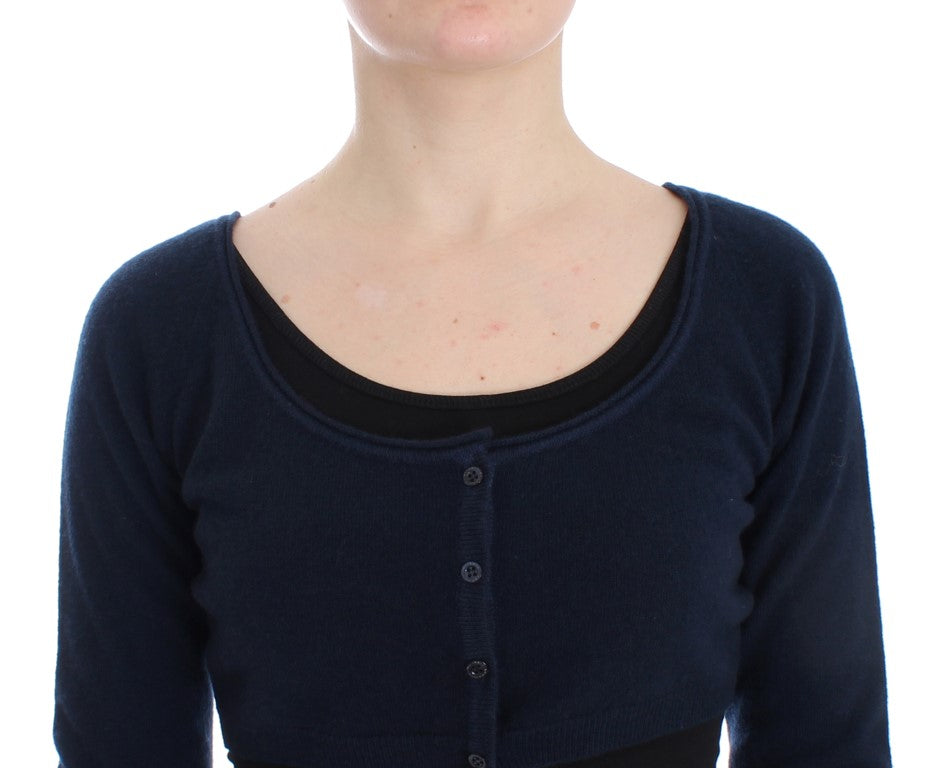 Ermanno Scervino Lady's Blue Cashmere Cardigan Sweater