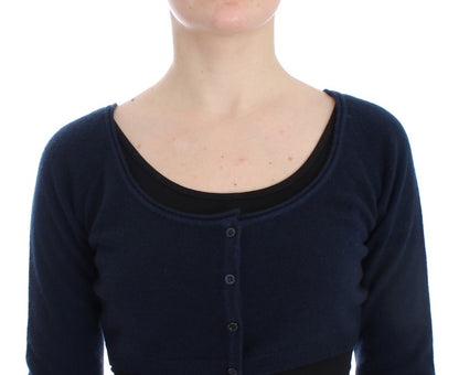 Ermanno Scervino Lady's Blue Cashmere Cardigan Sweater