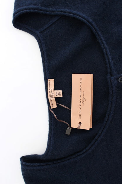 Ermanno Scervino Lady's Blue Cashmere Cardigan Sweater
