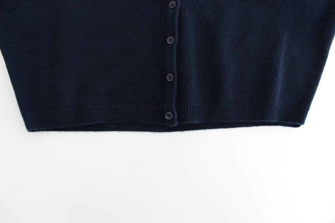 Ermanno Scervino Lady's Blue Cashmere Cardigan Sweater