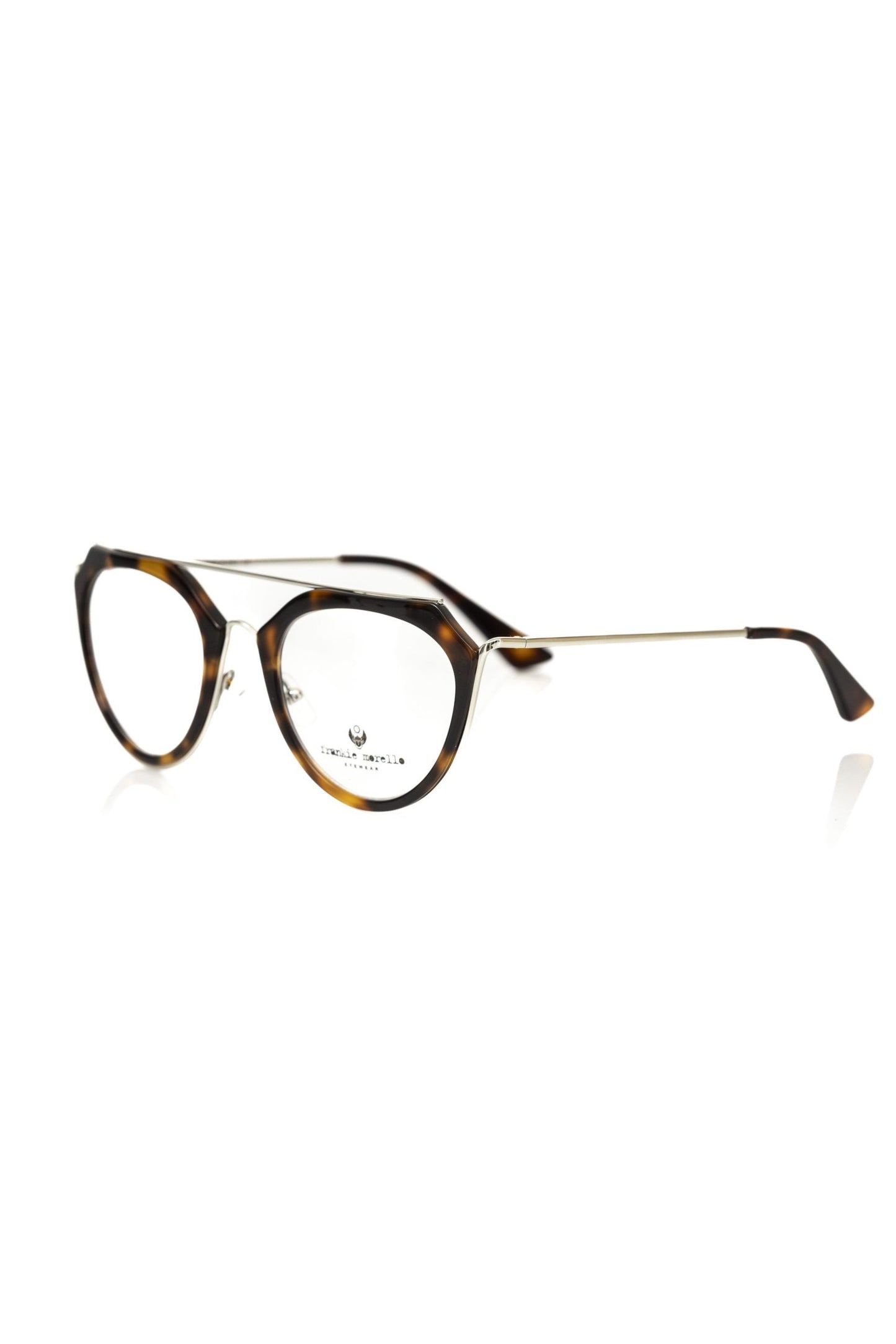 Eyeglasses Frames by Frankie Morello for women in polyamide and brown showcases a refined silhouette, detailed with a brown coloured frame finish and a sophisticated .