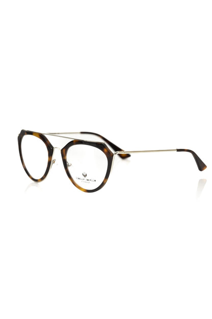 Eyeglasses Frames by Frankie Morello for women in polyamide and brown showcases a refined silhouette, detailed with a brown coloured frame finish and a sophisticated .