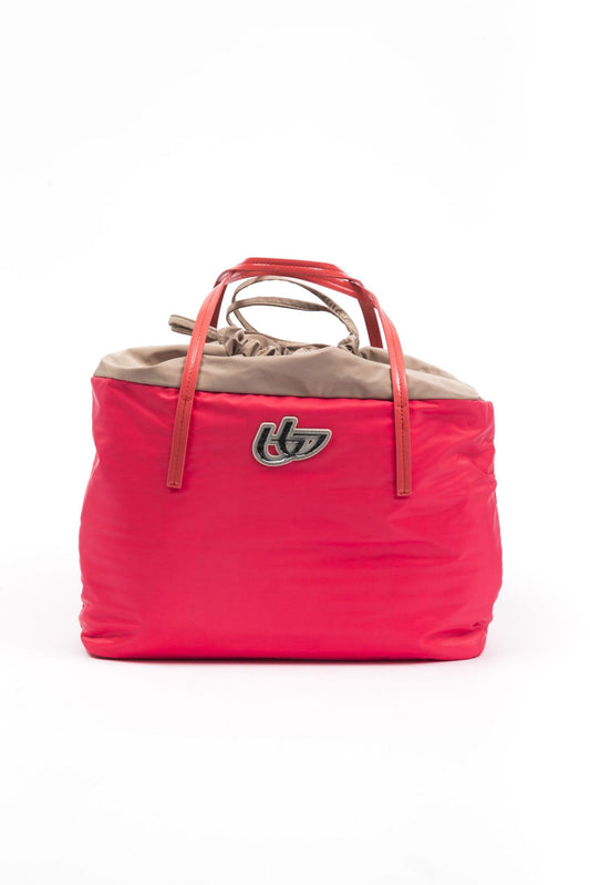 Shopper Tote Convertible Handbag by BYBLOS for women in faux patent leather red presents a enviable design with a secure , ample , and versatile for a sophisticated look.