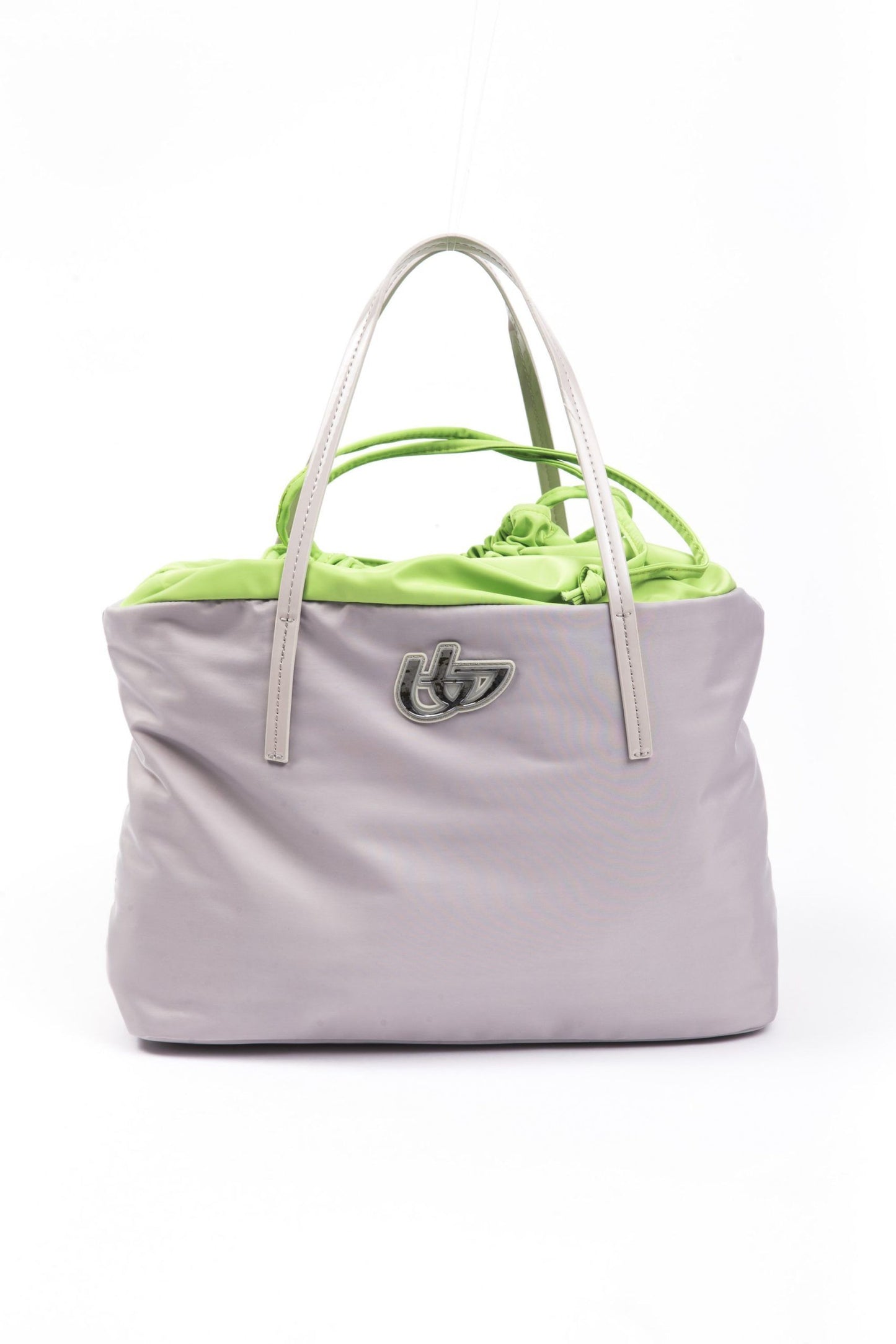 Evening Shopper Tote Convertible Handbag by BYBLOS for women in faux patent leather gray features a refined silhouette, showcasing a secure and refined with versatile for a refined finish.