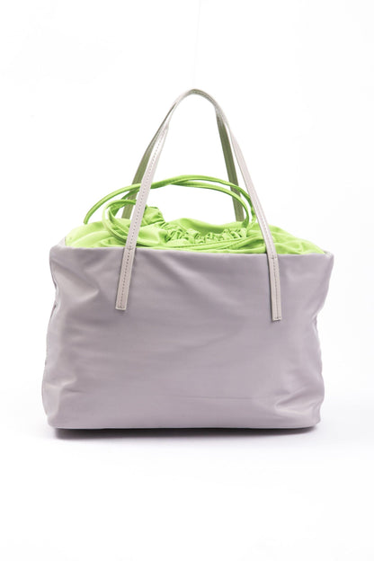 Evening Shopper Tote Convertible Handbag by BYBLOS for women in faux patent leather gray features an exquisite silhouette, showcasing a secure , ample , and versatile for exquisite style.