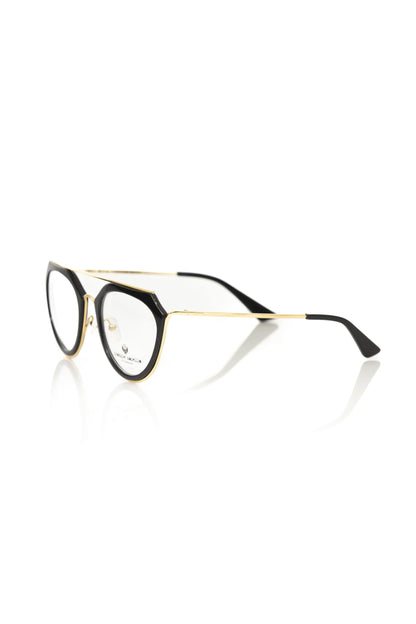 Eyeglasses Frames by Frankie Morello for women in cotton polyester black & gold showcases a refined with a refined black coloured frame finish for a refined and sophisticated look.