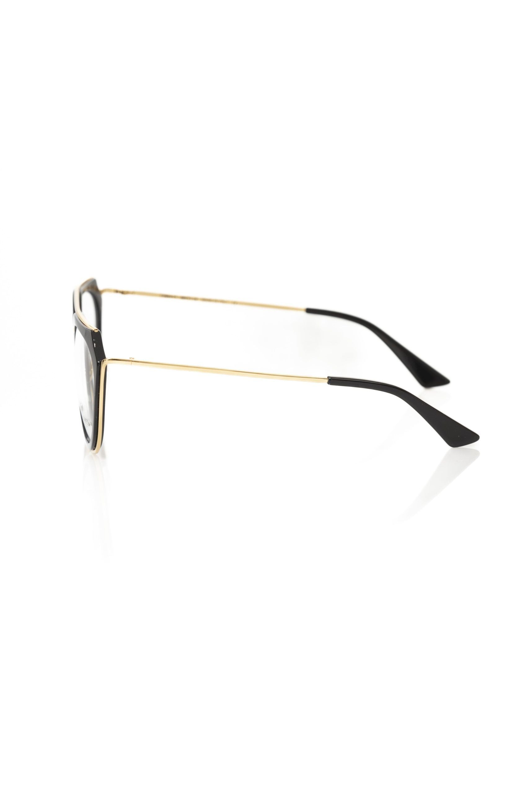 Eyeglasses Frames by Frankie Morello for women in cotton polyester and black & gold showcases a refined silhouette, detailed with a black coloured frame finish and a sophisticated .