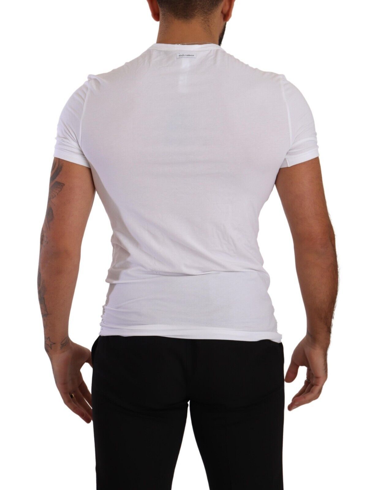 White Round Neck Cotton Stretch T-shirt