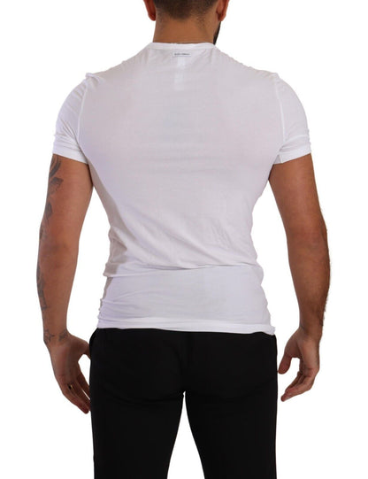 White Round Neck Cotton Stretch T-shirt