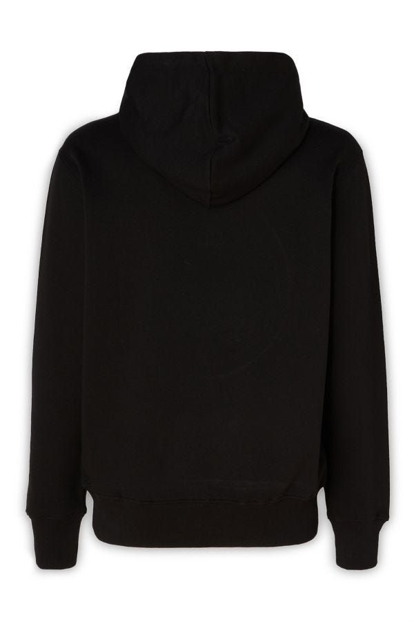 Sweatshirt Hoodie by Versace Jeans for men in cotton black features a slouchy chic silhouette, detailed with a slouchy chic and a signature hooded neckline for an elevated aesthetic.