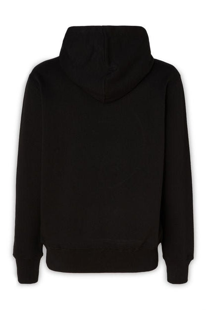 Sweatshirt Hoodie by Versace Jeans for men in cotton black features a slouchy chic silhouette, detailed with a slouchy chic and a signature hooded neckline for an elevated aesthetic.