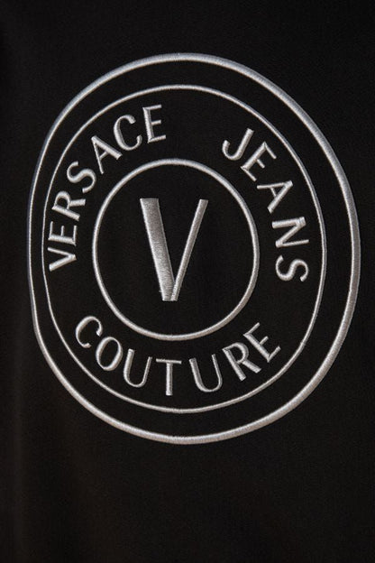 Sweatshirt Hoodie by Versace Jeans for men in cotton black features a edgy silhouette, detailed with a edgy and for a refined finish.