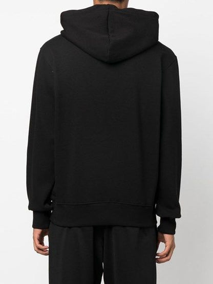 Sweatshirt Hoodie by Versace Jeans for men in cotton black features an luminous silhouette, showcasing a sophisticated hooded neckline and for a truly luminous look.