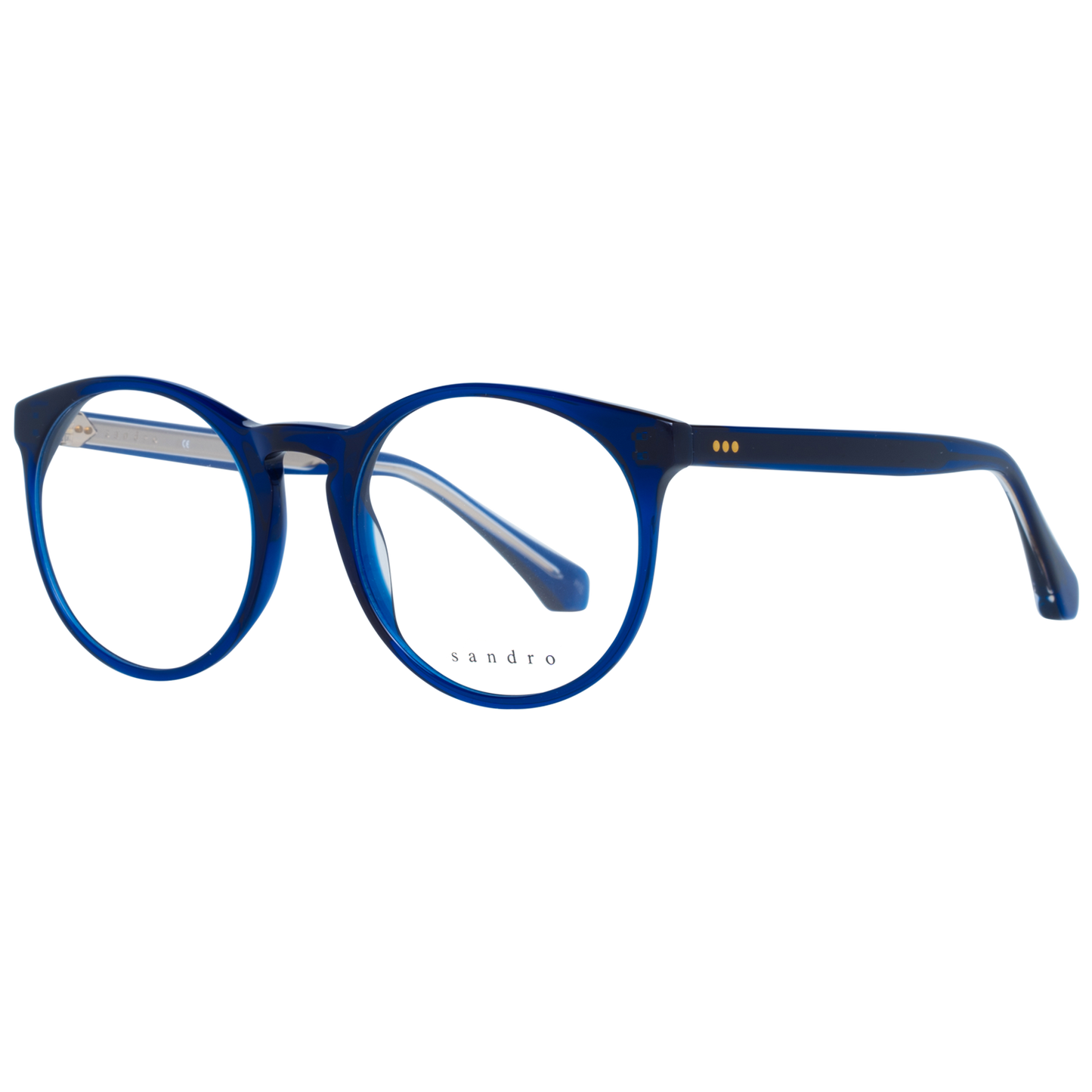 Eyeglasses Frames by Sandro for women in stretch cotton blue showcases a reflective silhouette, artfully incorporating a sophisticated blue coloured frame with a distinct full-frame frame design.