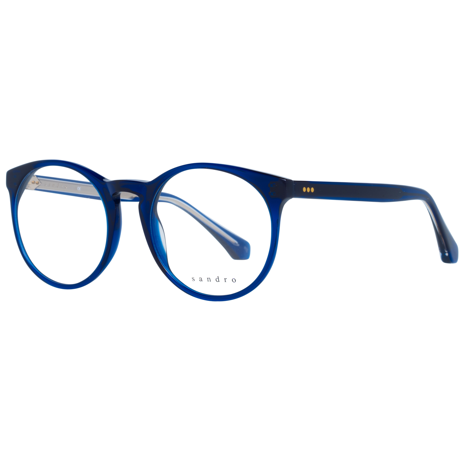 Eyeglasses Frames by Sandro for women in stretch cotton blue showcases a reflective silhouette, artfully incorporating a sophisticated blue coloured frame with a distinct full-frame frame design.