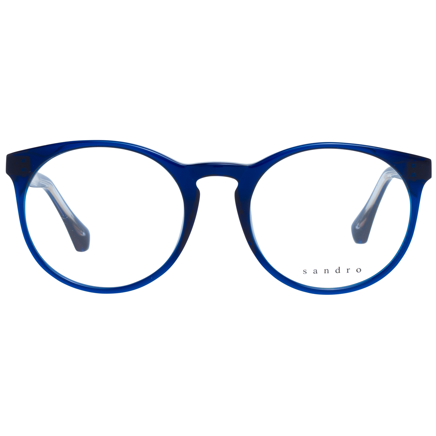 Eyeglasses Frames by Sandro for women in stretch cotton blue showcases a reflective silhouette, artfully incorporating a sophisticated blue coloured frame with a distinct full-frame frame design.