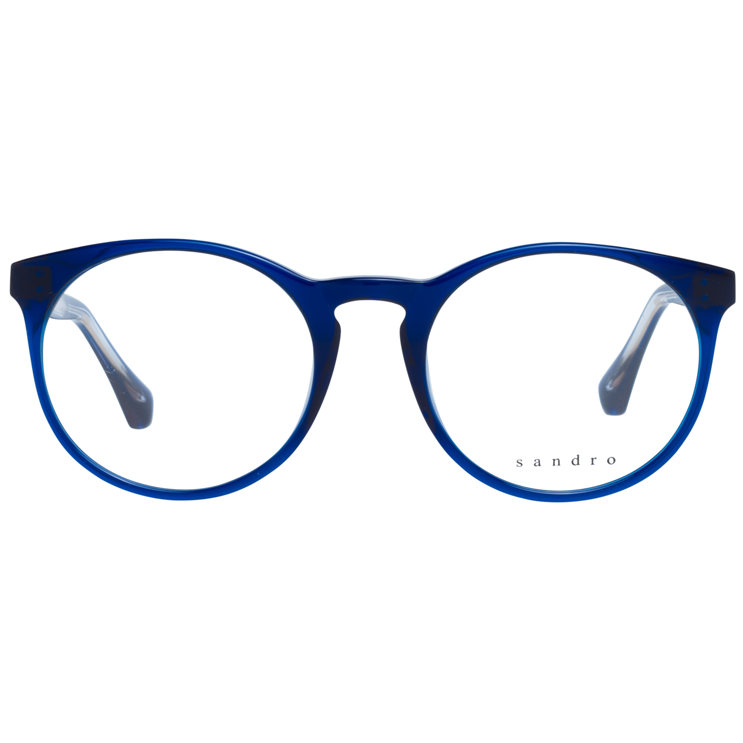 Eyeglasses Frames by Sandro for women in stretch cotton blue showcases a reflective silhouette, artfully incorporating a sophisticated blue coloured frame with a distinct full-frame frame design.