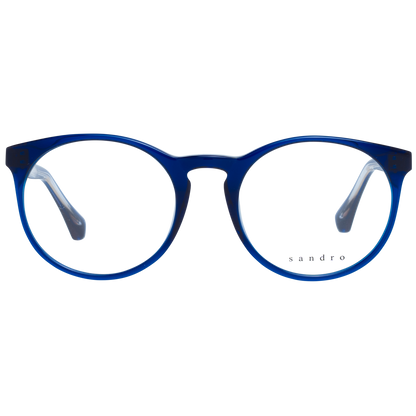 Eyeglasses Frames by Sandro for women in stretch cotton blue showcases a reflective silhouette, artfully incorporating a sophisticated blue coloured frame with a distinct full-frame frame design.