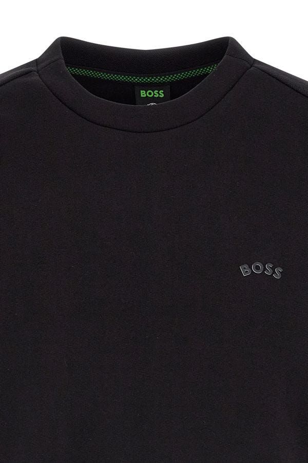 Sweatshirt by Hugo Boss for men in cotton black features an magnificent silhouette, showcasing a sophisticated round neckline and detail for a truly magnificent finish.