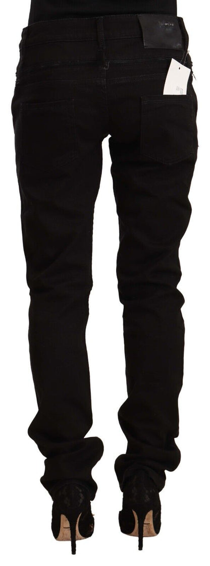 Acht Women's Black Low Waist Cotton Stretch Denim Skinny Jeans