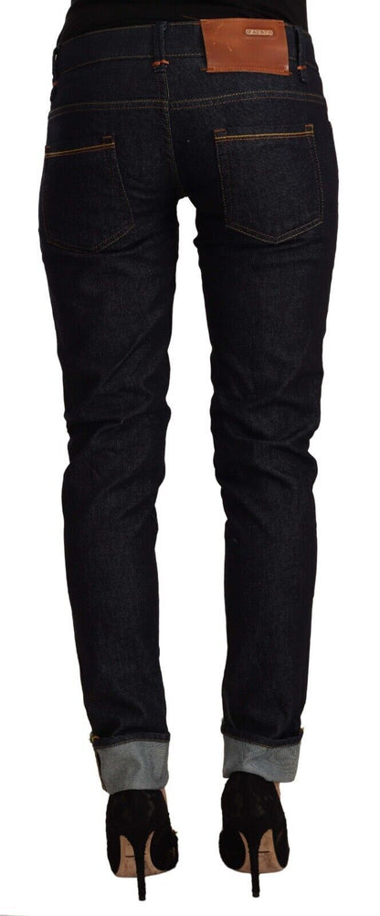 Acht Women's Black Cotton Low Waist Slim Fit Denim Jeans