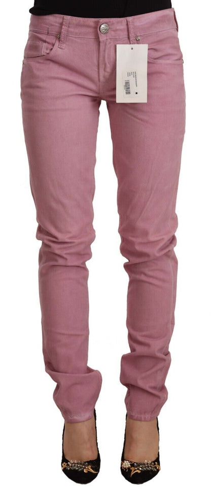 Acht Women's Pink Cotton Slim Fit Women Denim Skinny Jeans