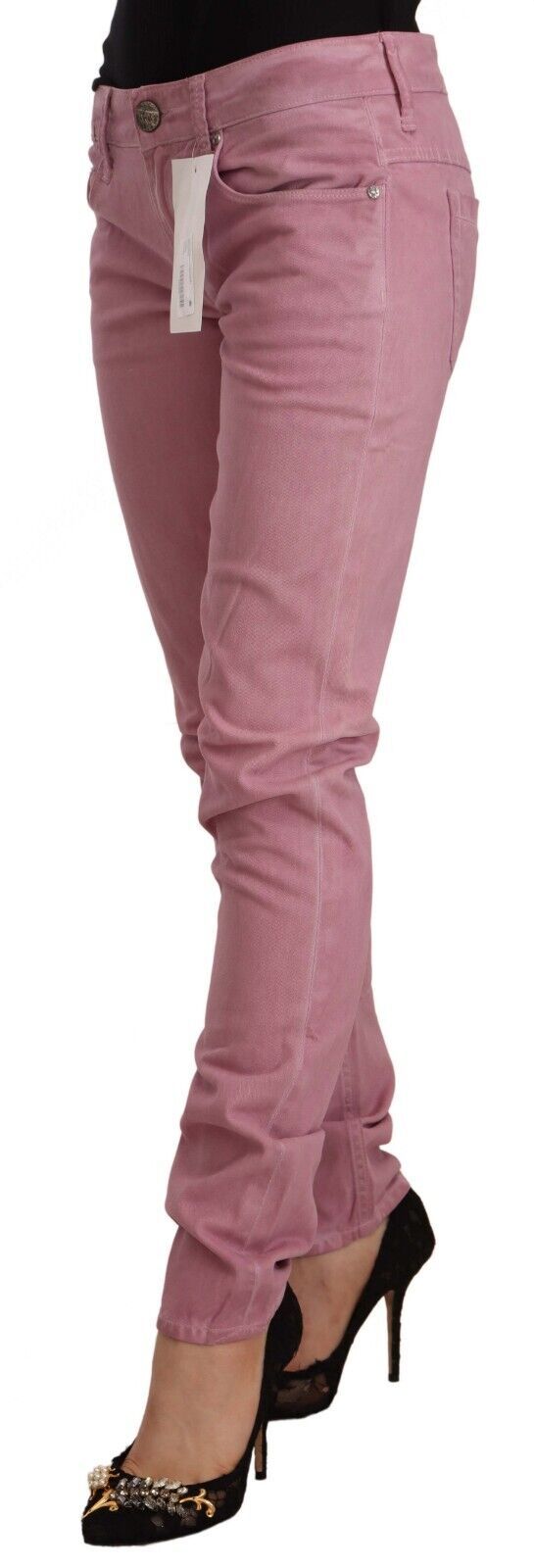 Acht Women's Pink Cotton Slim Fit Women Denim Skinny Jeans