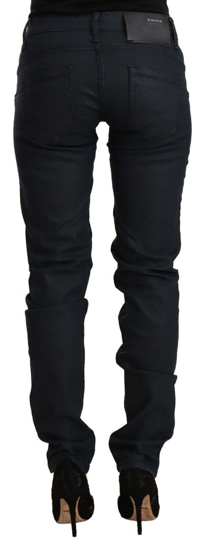 Acht Women's Black Cotton Low Waist Slim Fit Denim Jeans