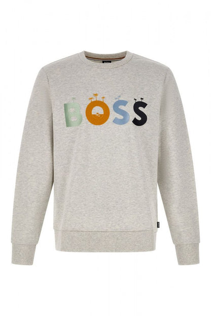 Sweatshirt by Hugo Boss for men in cotton gray showcases a slouchy chic silhouette, artfully detailed with a slouchy chic round neckline and for a slouchy chic finish.