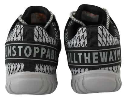 Plein Sport Black Polyester Runner Mason Sneakers Shoes