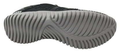 Plein Sport Black Polyester Runner Mason Sneakers Shoes