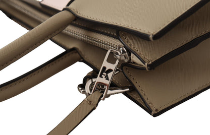 2-in-1 Shoulder & Crossbody Travel Tote Convertible Handbag by Karl Lagerfeld for women in polyurethane green & silver features a refined silhouette, showcasing a secure zipper and refined built-in-compartments with versatile crossbody-strap, shoulder-strap & adjustable-strap for a refined finish.