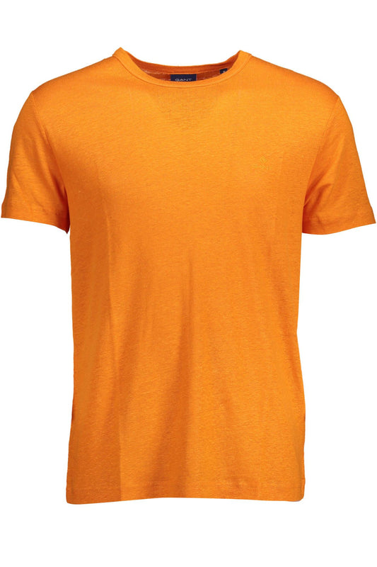 T-Shirt by Gant for men in linen orange features an on trend silhouette, perfectly showcasing a on trend and round neckline for an elevated aesthetic.