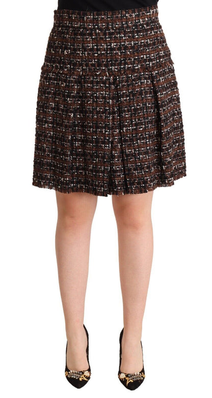 D&G Brown High Waist Mini A-Line Pleated Skirt