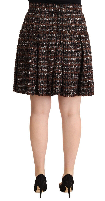 D&G Brown High Waist Mini A-Line Pleated Skirt