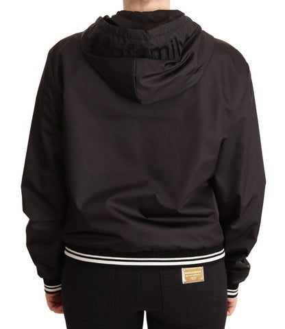 Dolce & Gabbana Women's Elegant Black Bomber Jacket with Hood