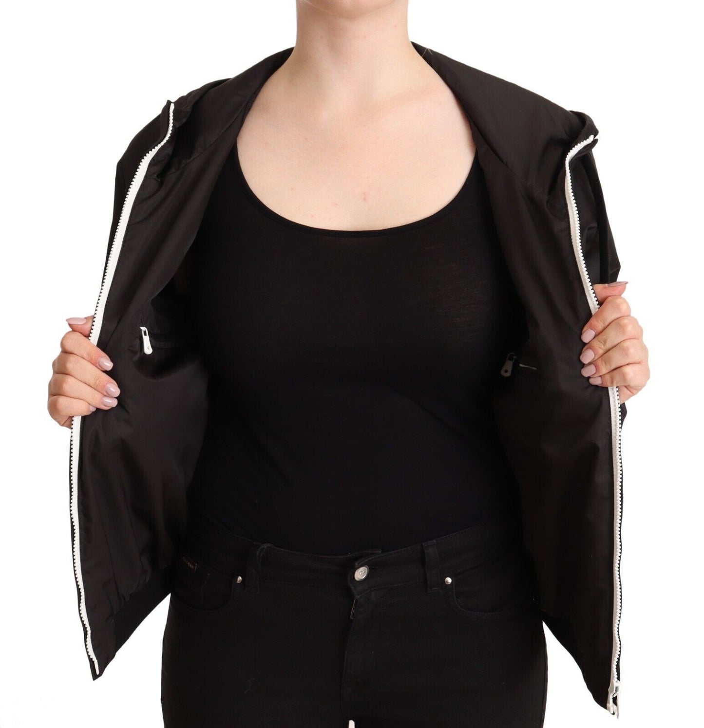 Dolce & Gabbana Women's Elegant Black Bomber Jacket with Hood