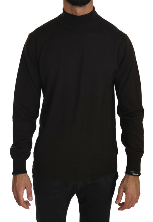 Mila Schon Brown Turtle Neck Pullover Wool Sweater