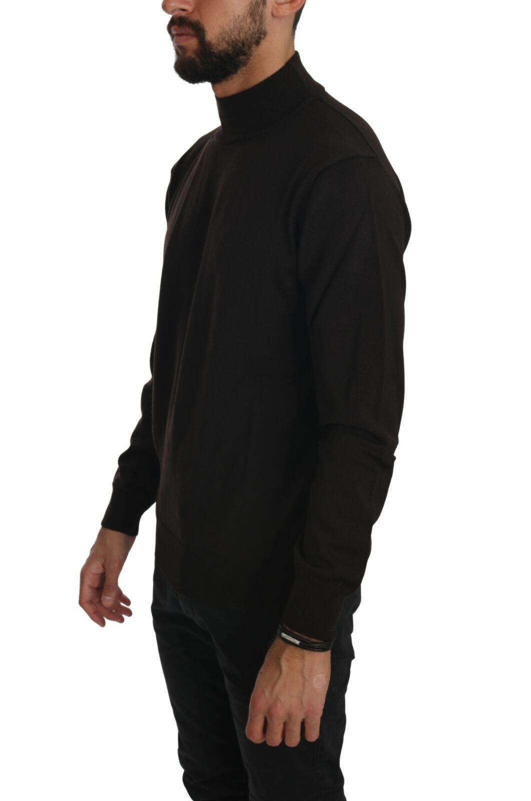 Mila Schon Brown Turtle Neck Pullover Wool Sweater