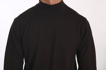 Mila Schon Brown Turtle Neck Pullover Wool Sweater