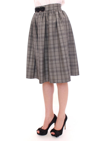 Gray Checkered Wool Shorts Skirt