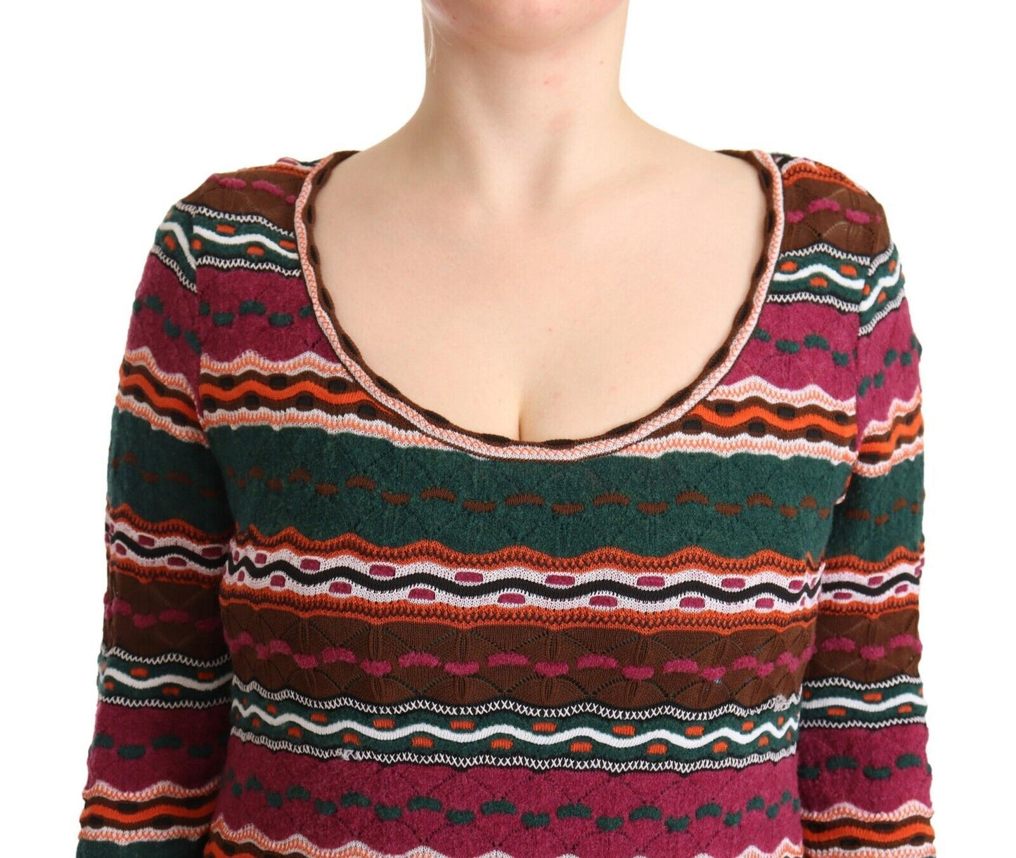 Missoni Multicolour Stripe Wool Knitted Maxi Sheath Dress